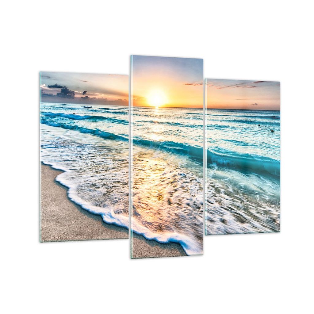 Bilder auf glas - Meer Welle Strand - 130x100cm - Glasbilder - Wandbilder - Kunstdruck - zum Aufhängen bereit - Wanddekoration aus Glas - Glas Bil...
