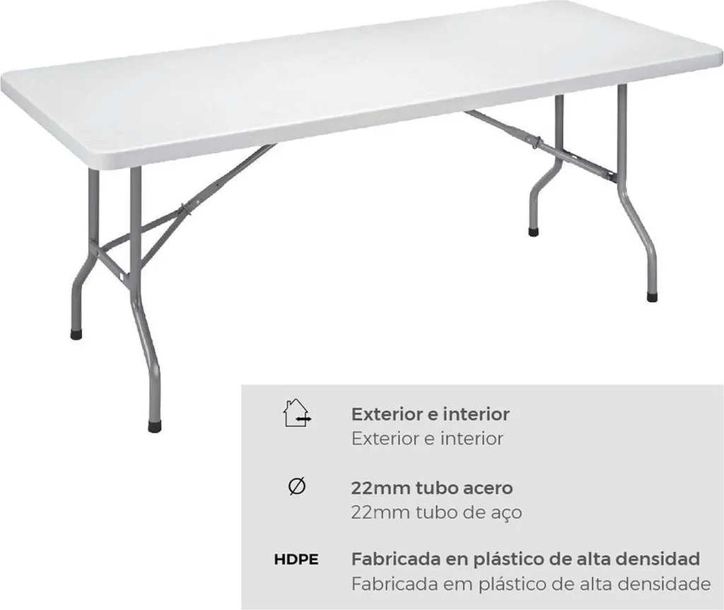 Table de réception pliante EDM 180 cm structure renforcée tube 22mm - 3