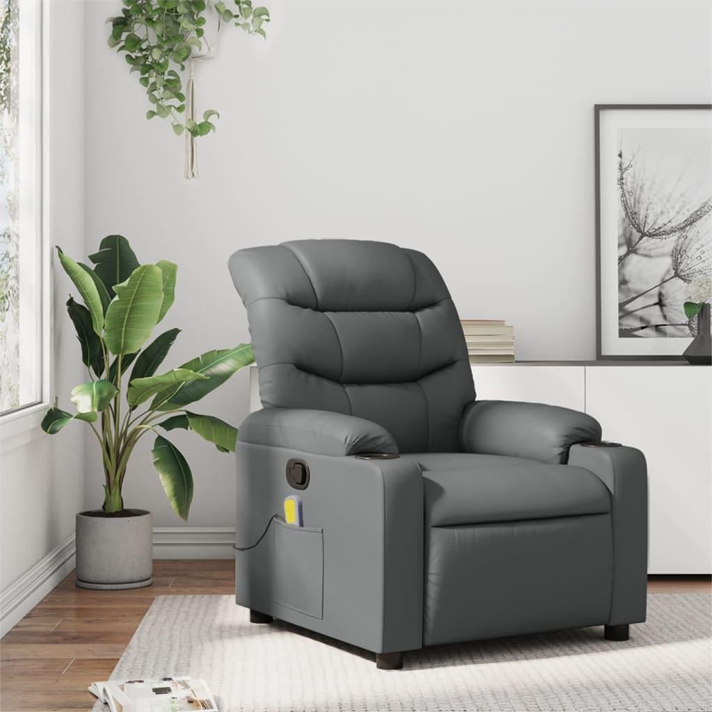 Möbel Massagesessel Relaxsessel Grau Kunstleder - Fernseh- & Relaxsessel 3206905