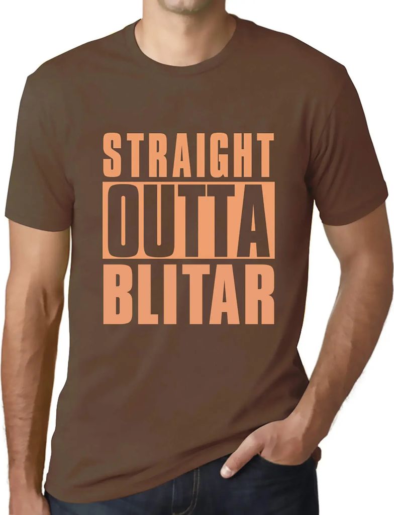 Herren Grafik T-Shirt Straight Outta Blitar Öko-Verantwortlich Vintage Jahrgang Kurzarm Lustige Druck Geburtstag Geschenk Mann
