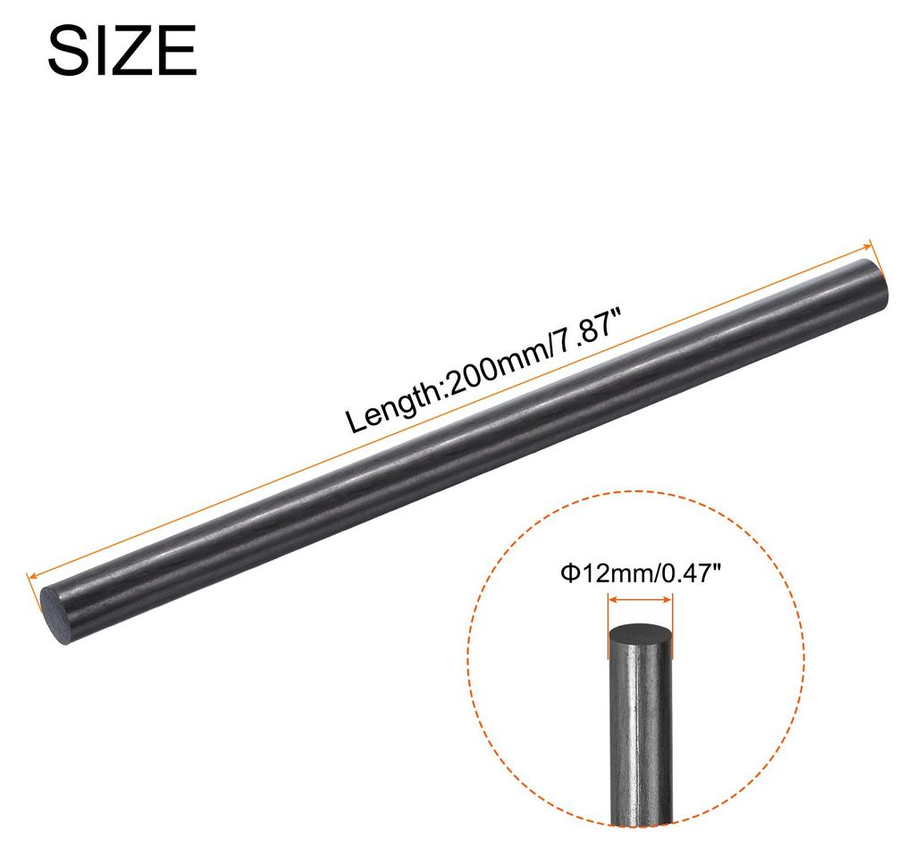 Kohlefaserstab, 12mm x 200mm Kohlefaserstange fš¹r RC Flugzeug DIY Basteln Drachen Flš¹gelrohr Quadcopter Arm Reparatur Packung mit 2 Stš¹ck