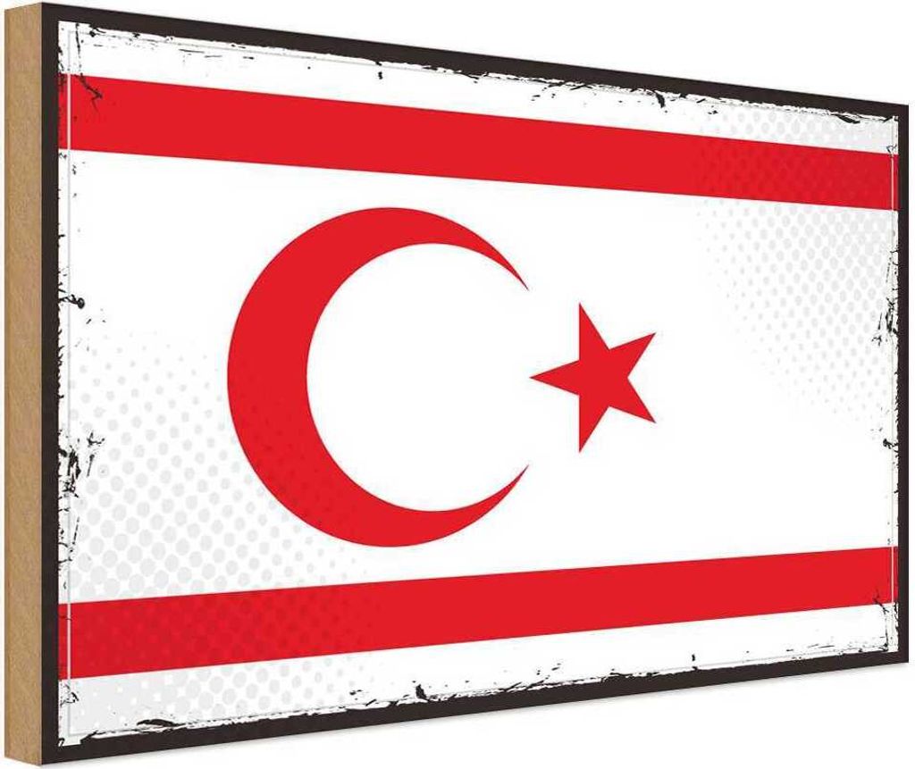 vianmo Holzschild 20x30 cm Nordzypern Flagge Fahne Wappen
