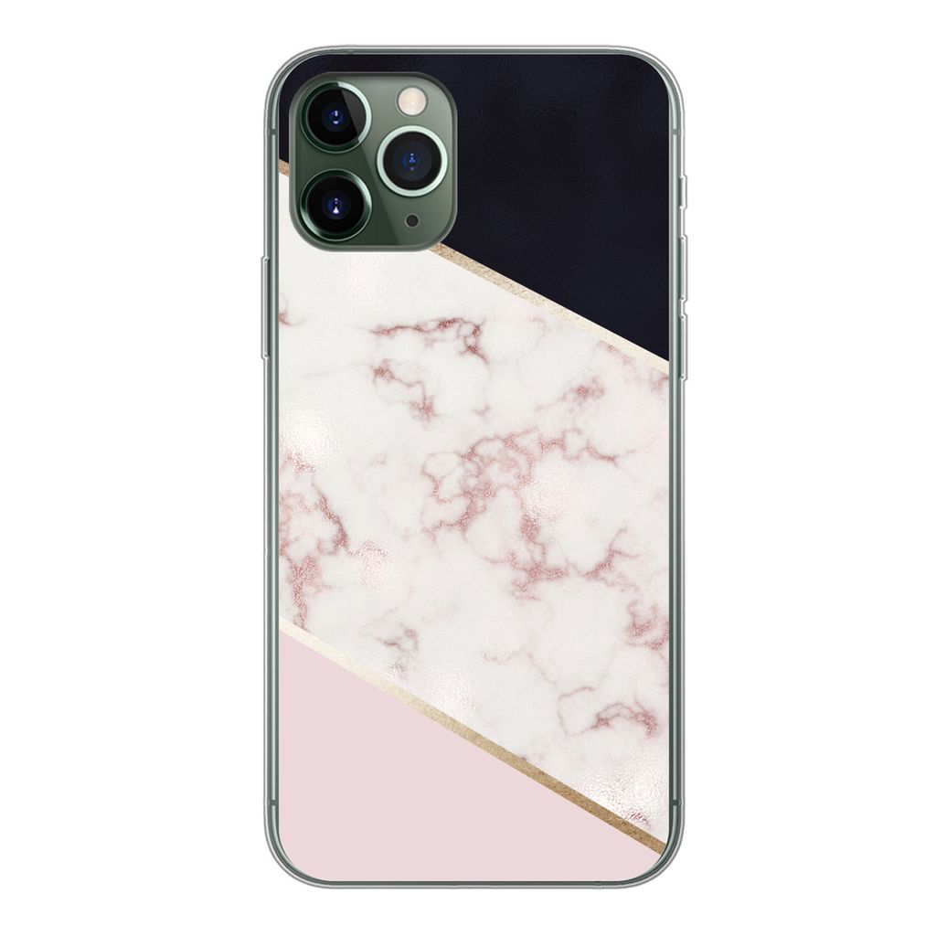 MuchoWow Handyhülle Schutzhülle Hülle für iPhone 11 Pro Marmor - Roségold - Luxus Silikon Softcase Handy Hülle - Handy