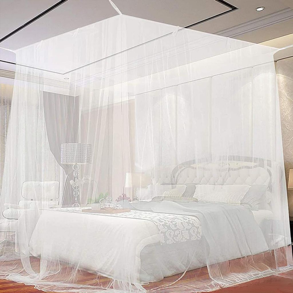 Weiß Betthimmel Moskitonetz Mückennetz 200x220x210cm für Doppelbett Insektenschutz Outdoor