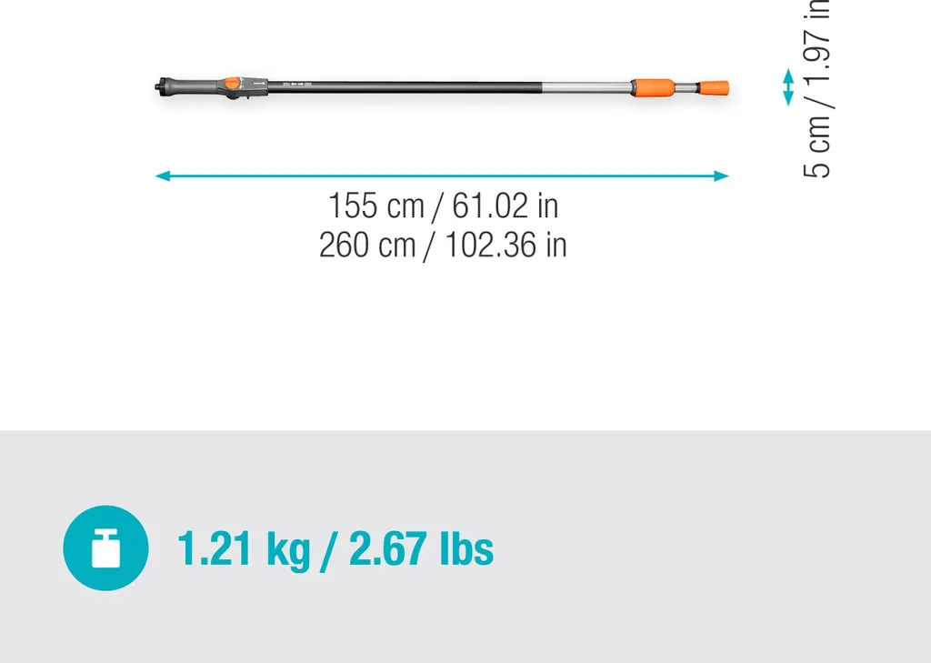 Manche Télescopique à Eau Gardena Cleansystem 155-260 cm Ajustable