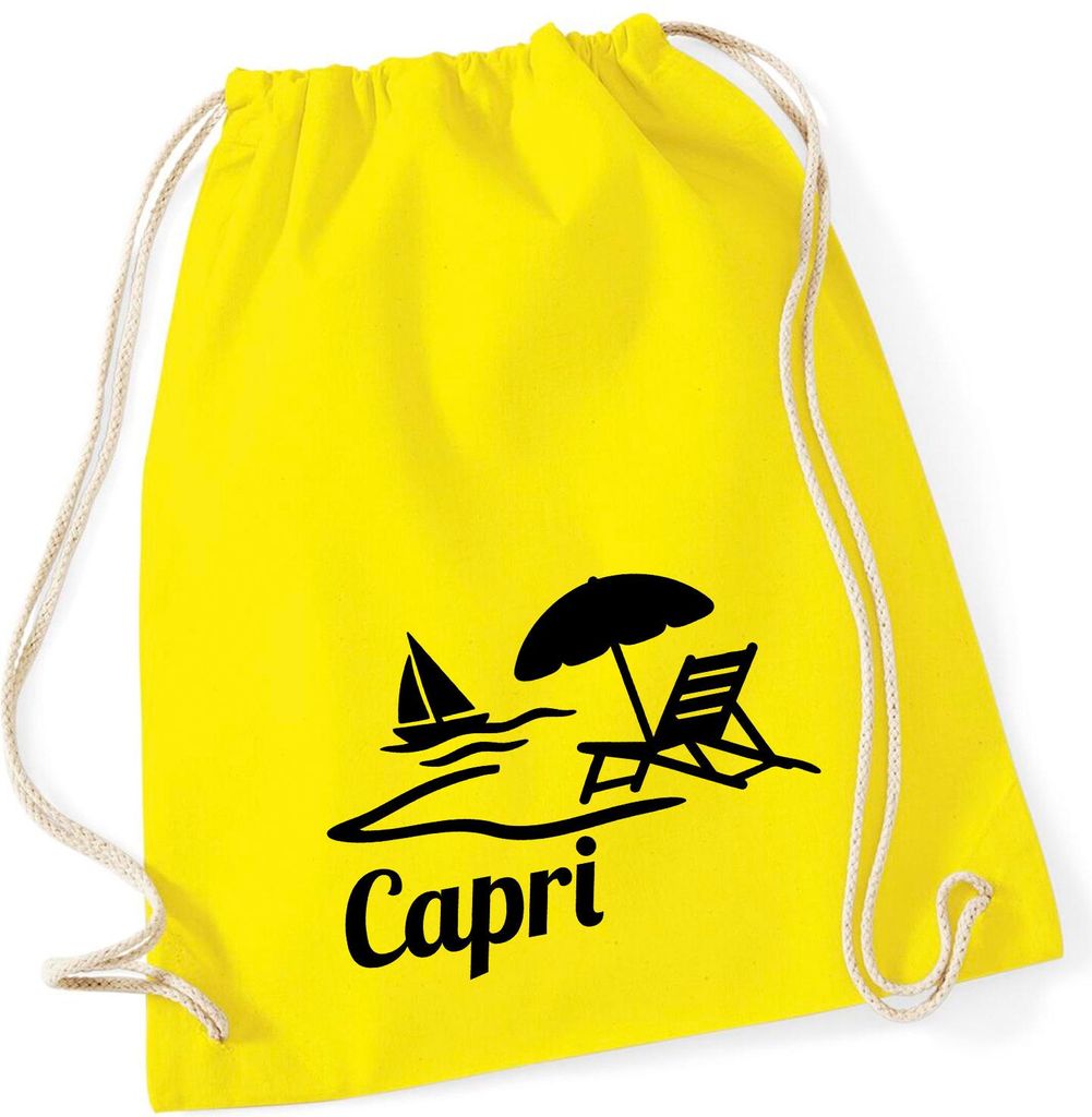 Huuraa Turnbeutel Capri Italien 12 Liter Yellow Baumwolle Rucksack Geschenkidee