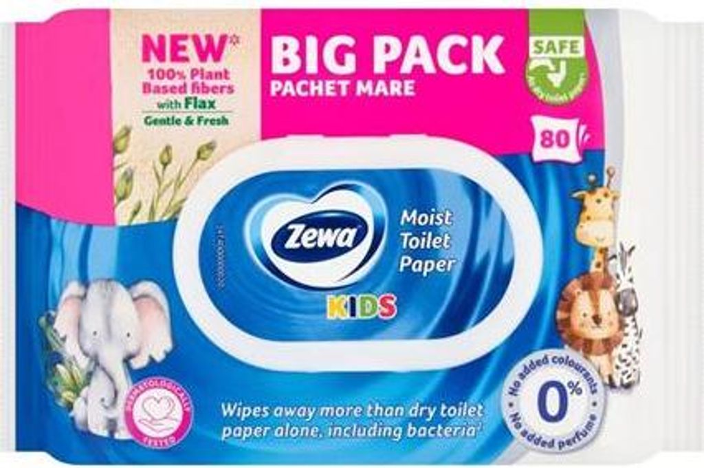 Nawilżany papier toaletowy "Kids", 80 sztuk, ZEWA 9630 Zdjęcie produktu 