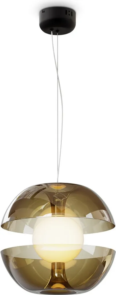 Suspension LED 6W en Verre Rayonné et Laiton Doré - Éclairage Chaud 3000K