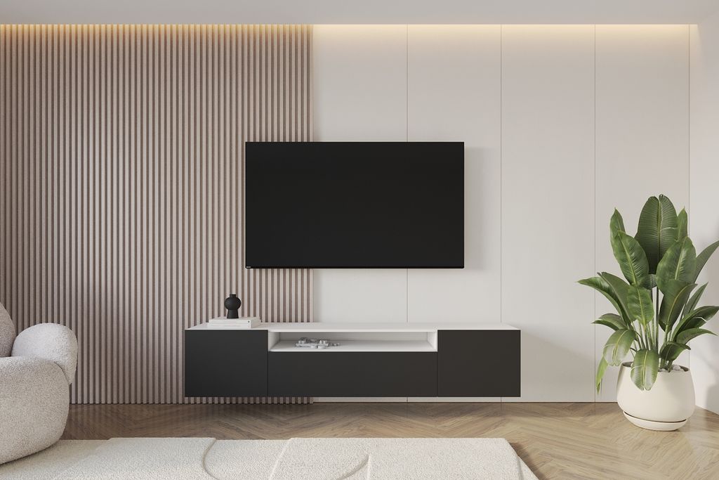 ALTDECOR TV-Schrank ELIO-W mit modernen Fronten, 200x40x41 Lowboard hängend, TV Möbel, TV Cabinet, Fernsehtisch, Fernsehschrank, TV Kommode, TV T...