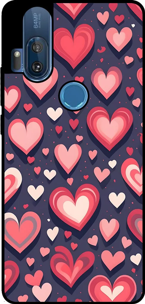 Smartphonica Custodia per telefono adatta a Motorola One Hyper con impronta di cuore - Custodia backcover in TPU con design a cuore