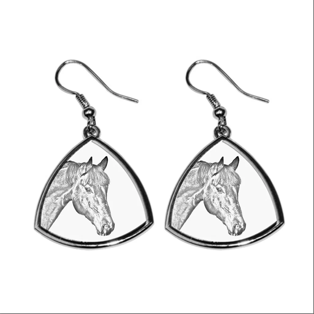 Cavallo marrone - Orecchini a forma di cavallo, orecchini pendenti con immagine, gioielli personalizzati con stampa del marchio Art-Dog