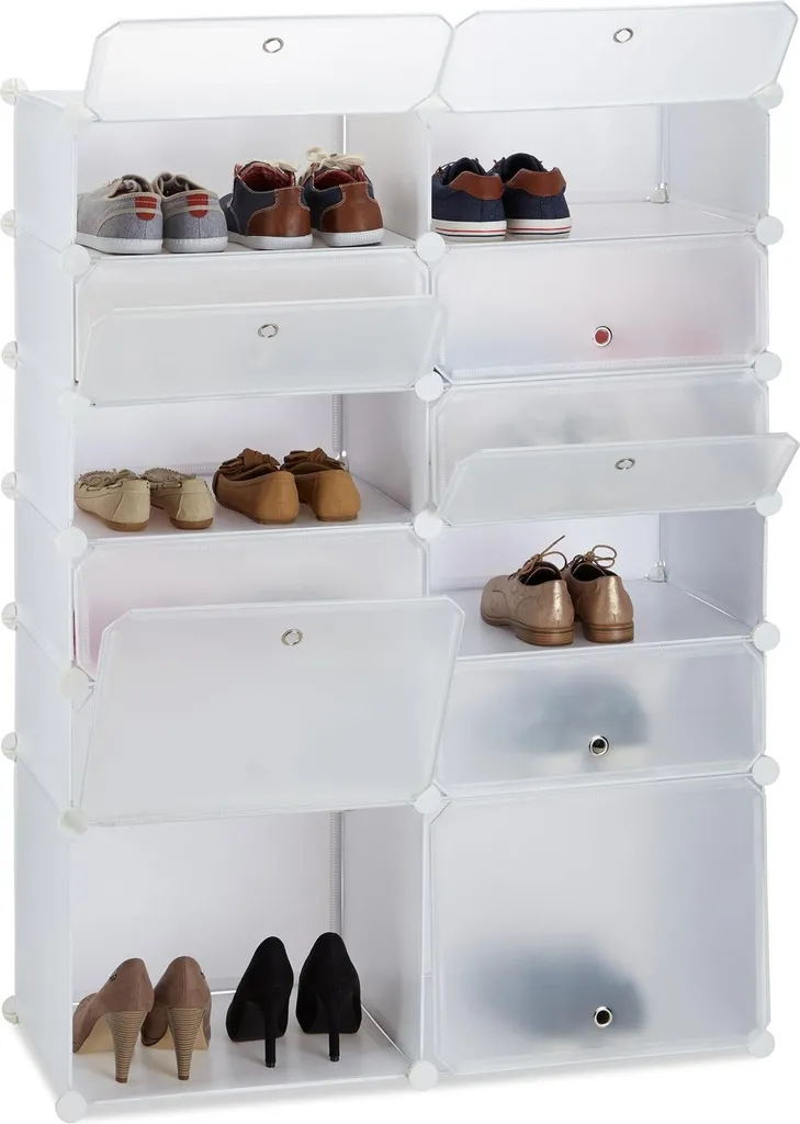 Étagère à chaussures 12 compartiments en plastique modulable blanc
