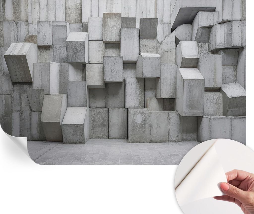 Selbstklebende Wandtapete - Dekorative Tapete für Wohnzimmer - Klebefolie für Wandbilder - Tapetenfolie für Wanddekoration - 104x70 cm - Betonbl...