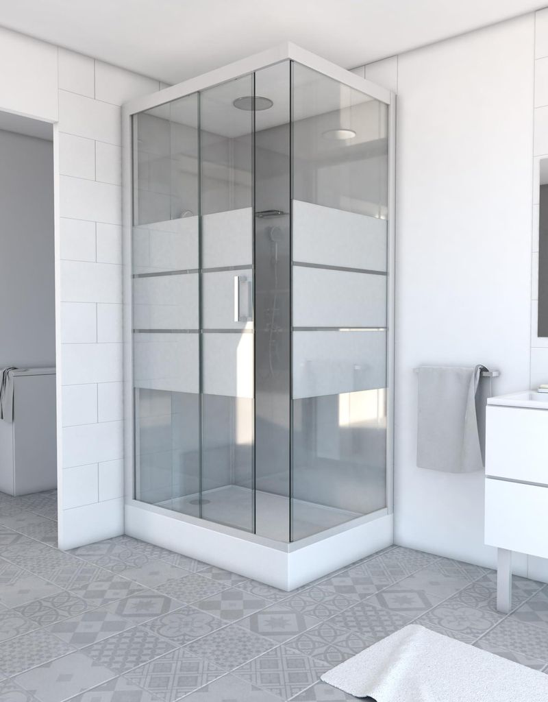 Komplettdusche 80×110×215 cm, Duschtasse, Gleittüren, 5 mm Produktbild 