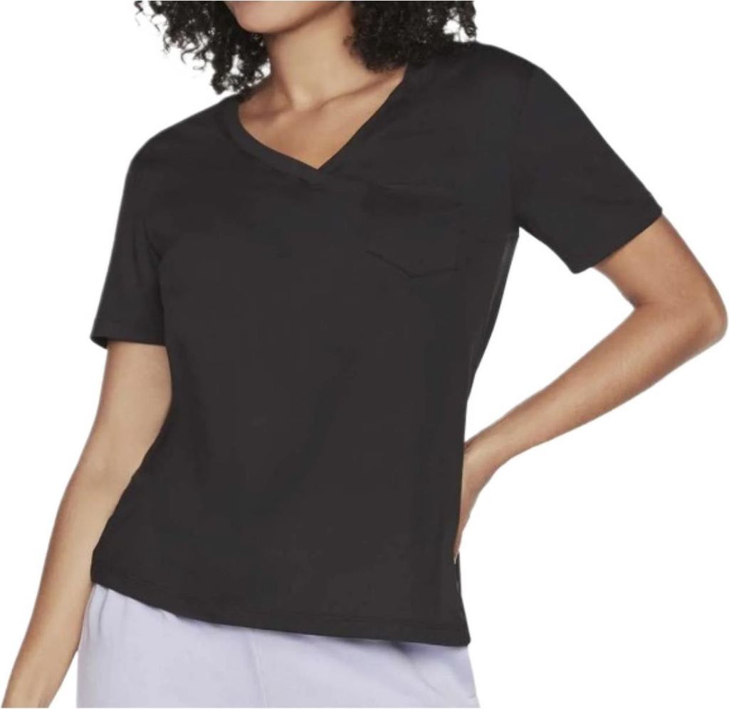SKECHERS Damen T-Shirt Schwarz V-Ausschnitt , Größe S - Eleganz im Alltag