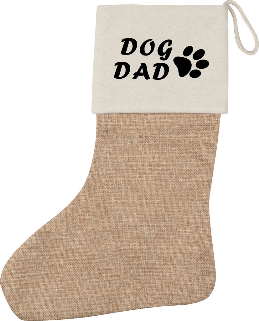 Huuraa Weihnachtsstrumpf Dog Dad Tapse Beige Jute Kaminstrumpf Geschenkidee