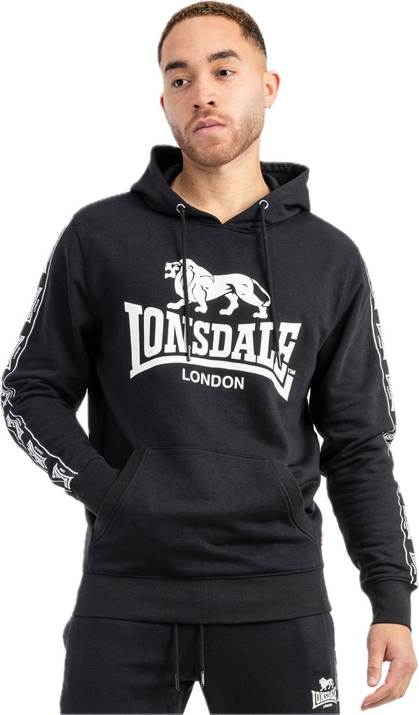 Herren Kapuzensweatshirt normale Passform SCOUSBURGH Black/White L Lonsdale