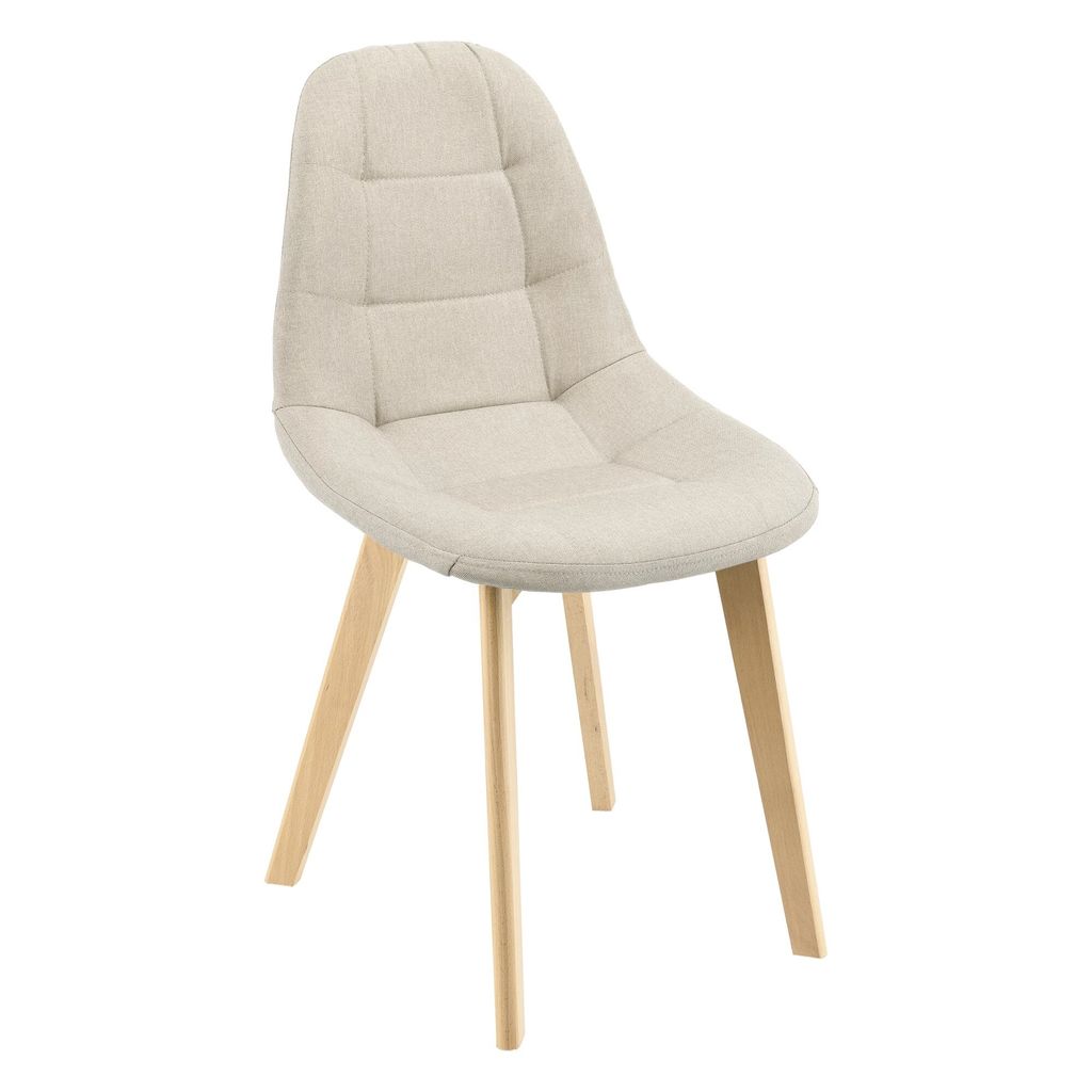 In And OutdoorMatch Esszimmerstuhl Edison - 86 x 53 x 47 cm - 4er-Set - Beige - Buche und Stoff - gepolsterter Sitz - r Look