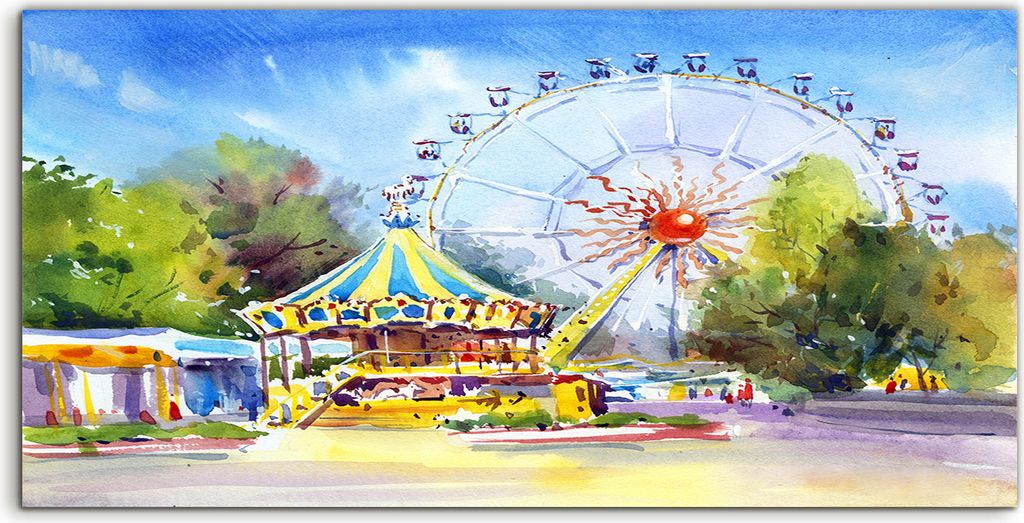 Coloray Canvas 100x50 Wandbild Leinwand Bilder Karussell Attraktion park