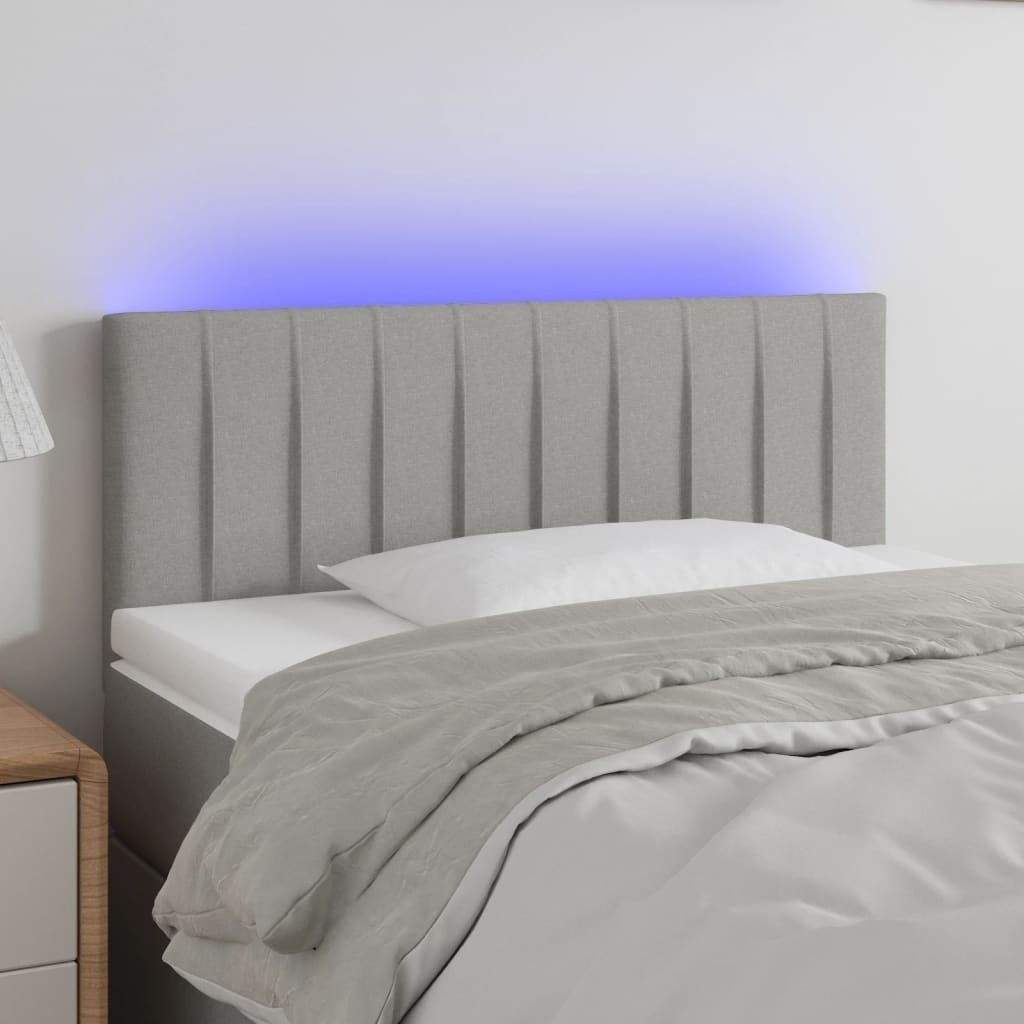 The Living Store LED Kopfteil Hellgrau 100x5x78/88 cm Stoff