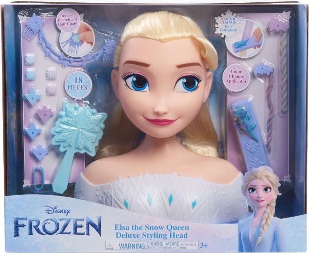 Frisierkopf, Die Eiskönigin Elsa Deluxe, Mit Haarverlängerungen, Haar-Accessoires, Color Reveal, Ab 3 Jahren