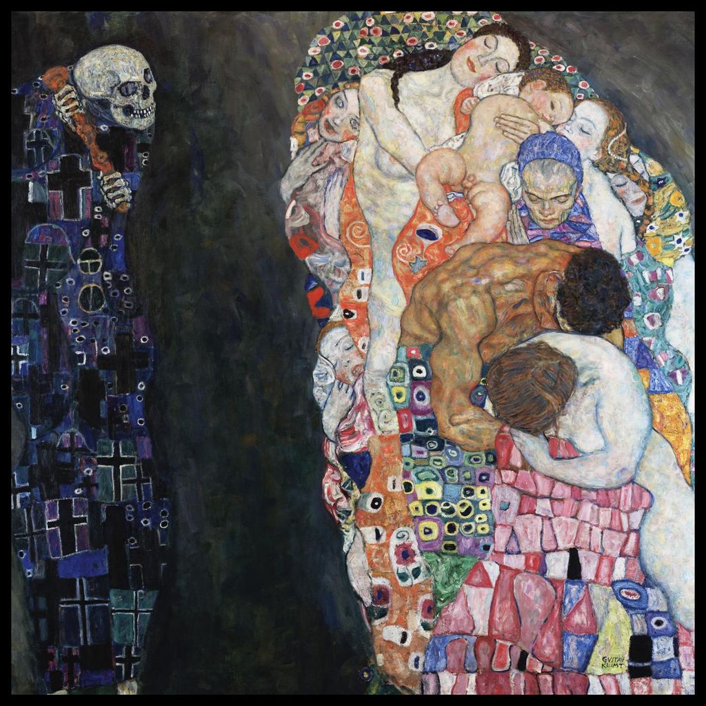 Plakat 70x70cm Tod und Leben, Gustav Klimt Vintage für das Wohnzimmer