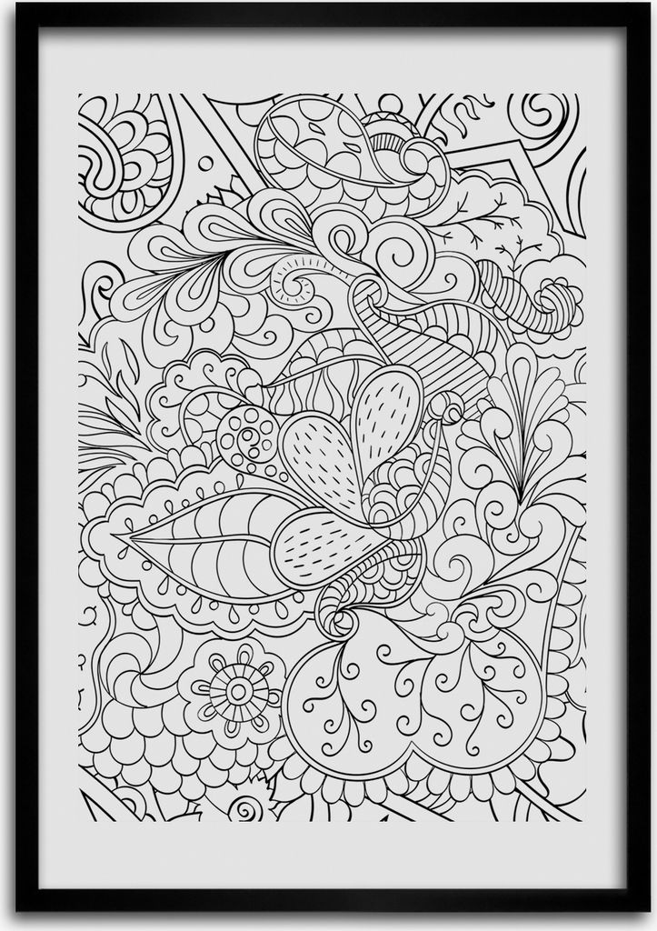 Bild - Bilderrahmen - 50 cm x 70 cm - MDF - Rahmen - Wandkunst Zentangle Hintergrund