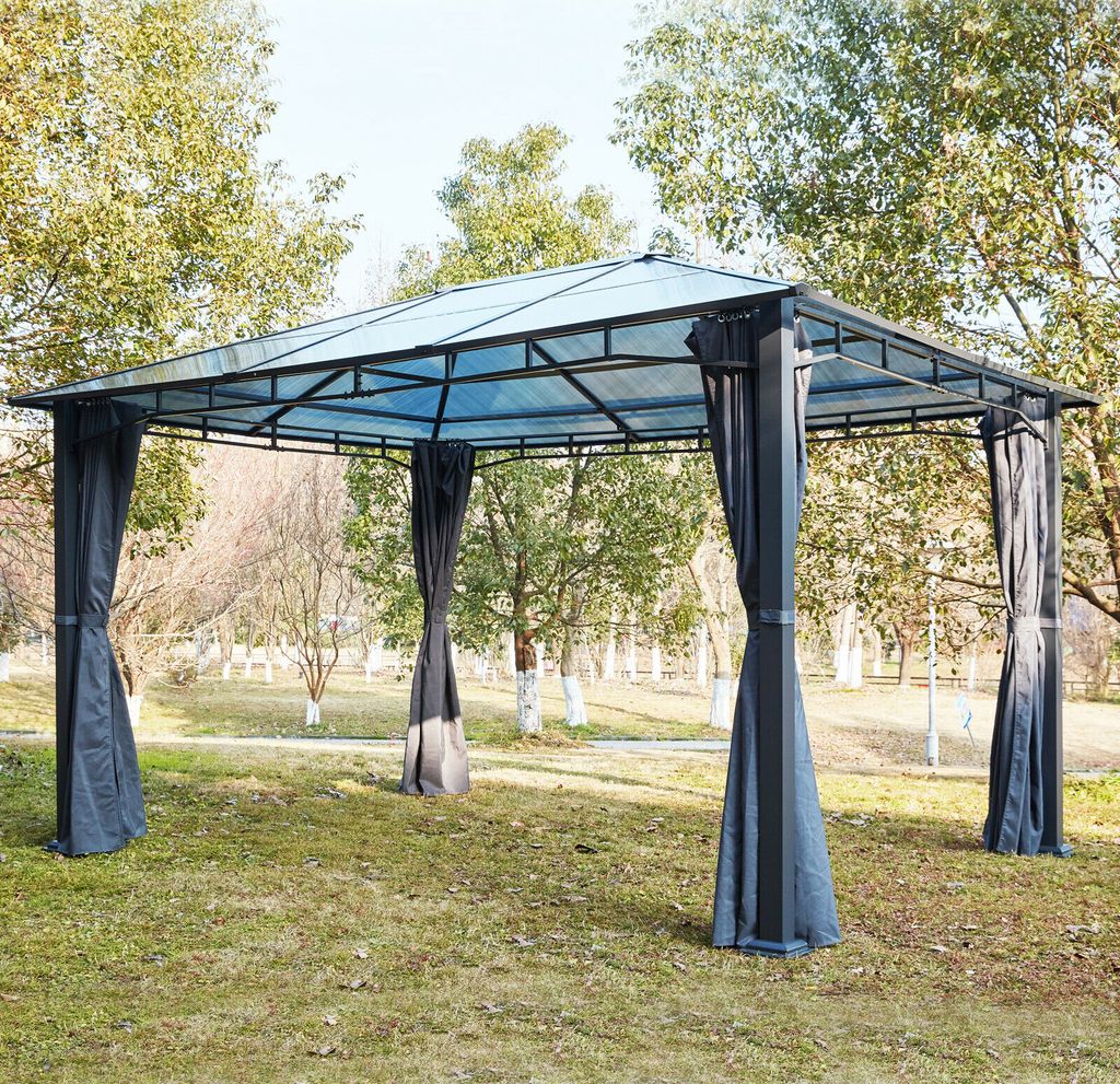 DMS Pavillon 3x4m Gartenpavillon Partyzelt Polycarbonatdach Alu Zelt Wasserdicht GP-02