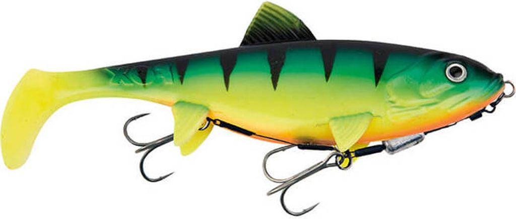 Fox Rage Replicant Shallow - Gummifisch, Farbe:UV Firetiger, Länge / Gewicht:23cm - 125g