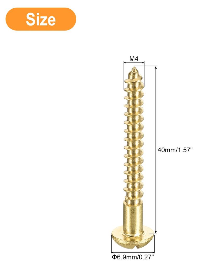 Holzschrauben M4 x 40mm Schlitz Rundkopf Messing Selbstschneidende Schraube Holzarbeitsschraube 40 Stš¹ck