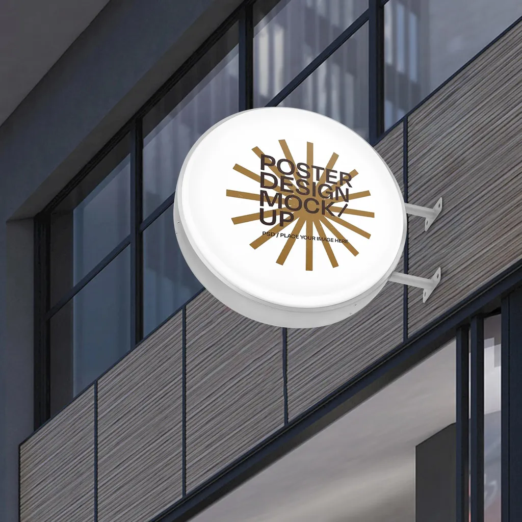 Caisson publicitaire LED étanche 60cm avec bras de fixation renforcé - 3