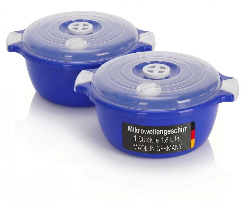 2 tlg. Mikrowellengeschirr Set Blau Mikrowellenschüssel mit Produktbild 