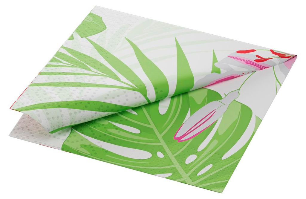 Serviettes Duni Tropical Lily 33x33cm 3 plis 50pcs Image du produit 
