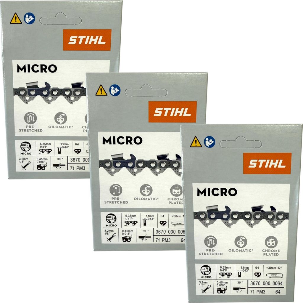 Stihl 3x 1/4" Picco Micro 3 (PM3) Sägekette 30 cm 1/4" P Produktbild 