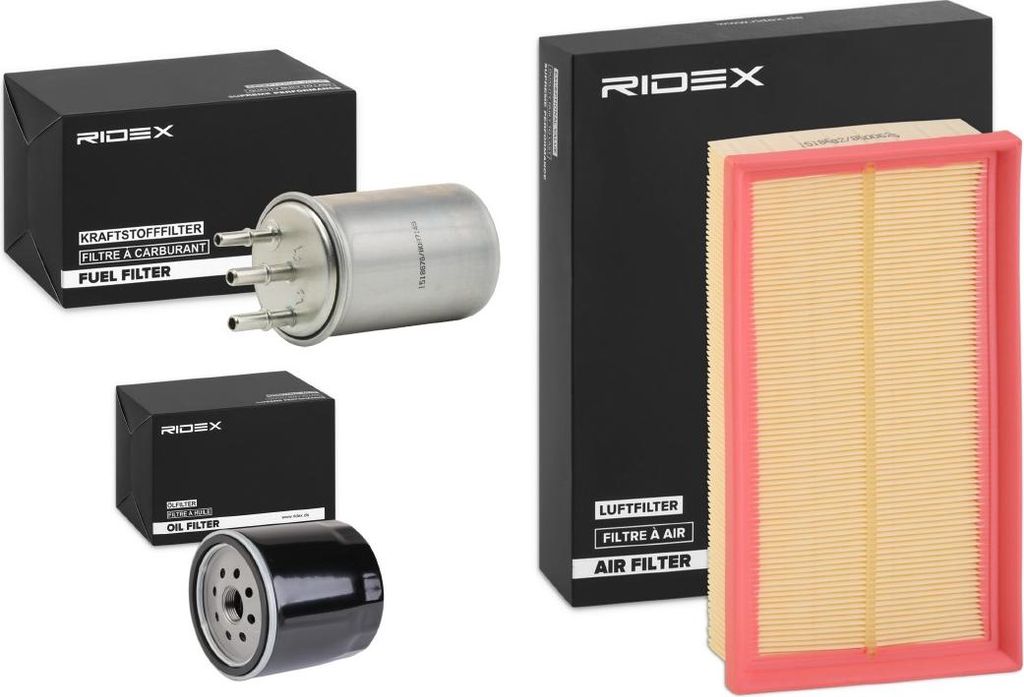 RIDEX Filterset Inspektionspaket Filtersatz für OPEL Zafira A (T98) für AUDI A4 Limousine (8EC, B7) für FORD FOCUS (DAW, DBW) FOCUS Kombi (DNW)