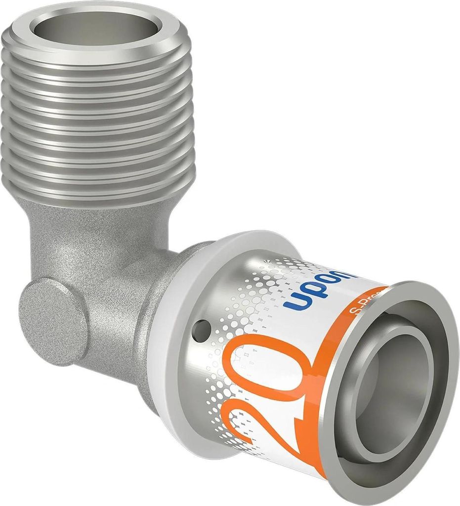 UPONOR S-Press PLUS, raccord coudé, 20-R1/2"MT, 1 pièce. Image du produit 