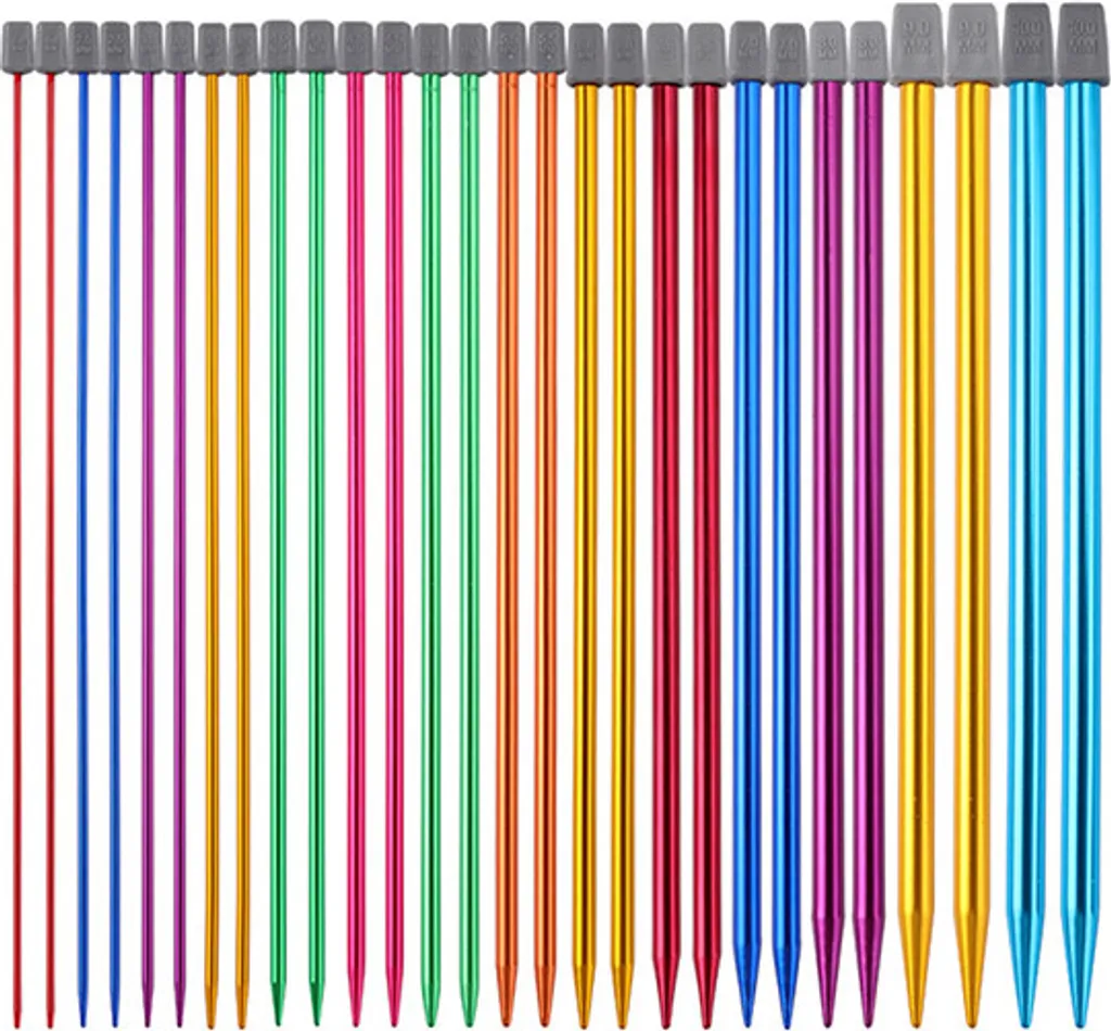 Kit Aiguilles à Tricoter Mono-pointes en Aluminium Multicolores 35cm