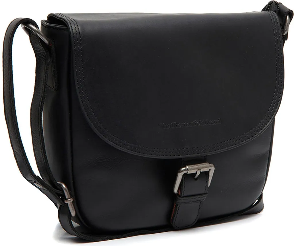 Borsello Uomo Pelle Nera Lucian Chesterfield Brand - Tracolla Sicura