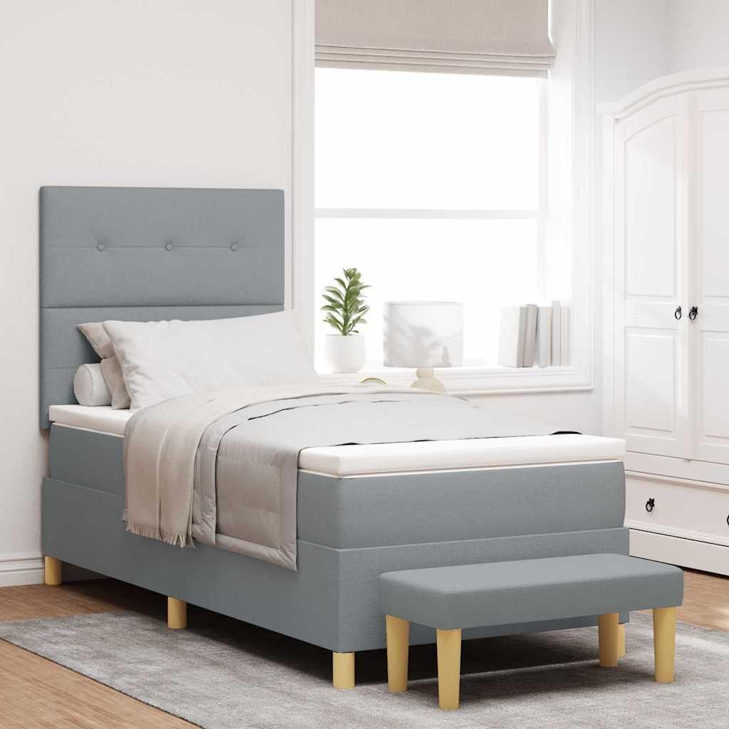 Maison Exclusive - Boxspringbett mit Kopfteil Hellgrau 200 x 80 cm Stoff