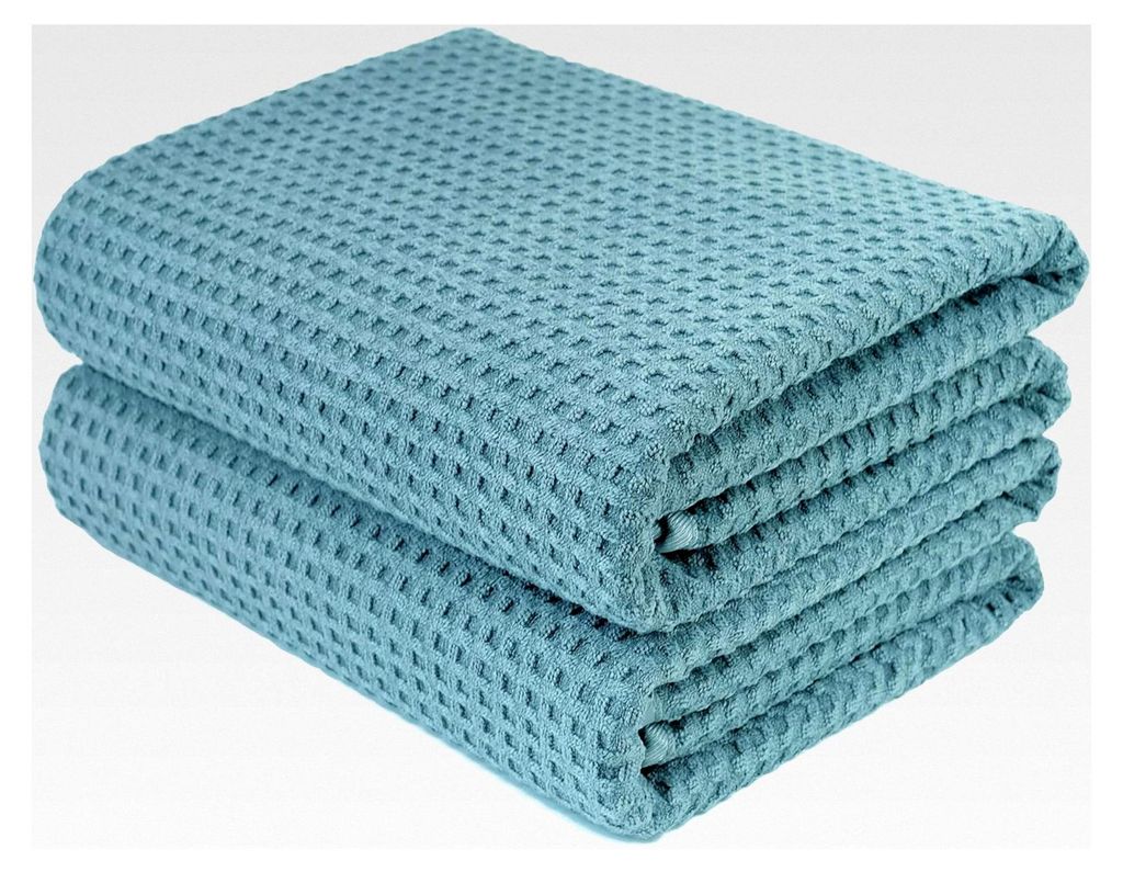 Mikrofaser-Badetuch - fusselfrei und schnelltrocknend - Waffelstruktur - groß - Grün - 152 x 76 cm - 2 Stück