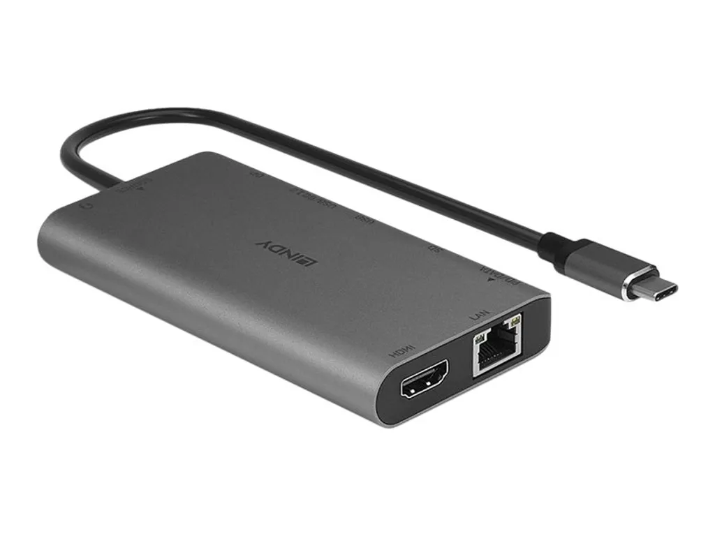 Lindy DST-Mini XT Mini Dock USB-C 4K HDMI DP PD 100W, Noir - 8