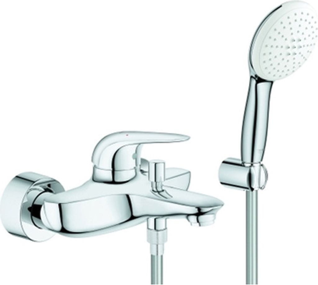 Grohe Eurostyle Einhand-Wannenbatterie, Ausladung 185mm, mit Brausegarnitur, Tempesta 110 Handbrause, 1 Strahlart, 25286003