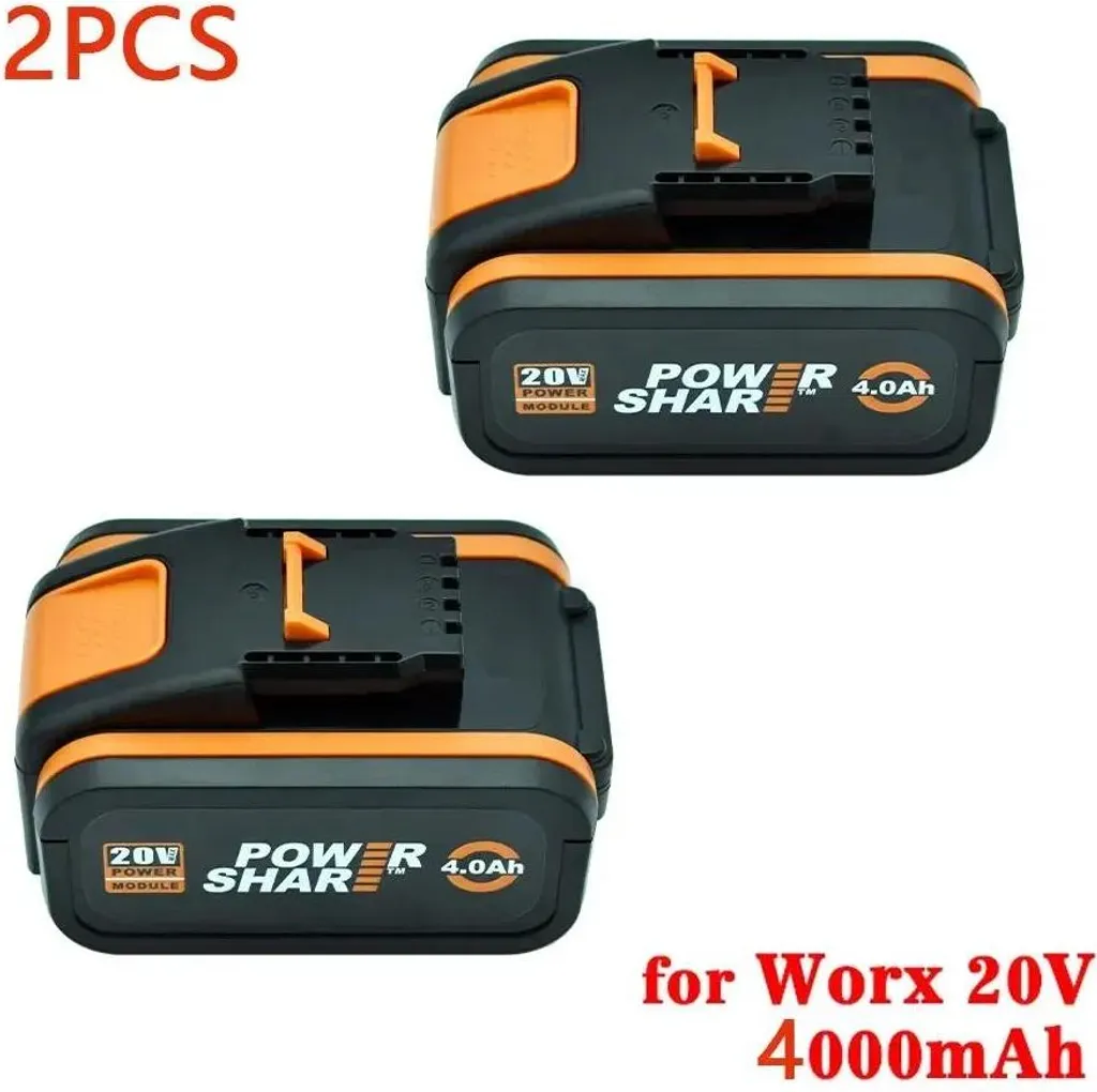 2 Batterie 20V 4Ah Compatibili Worx WX390 WX176 WG629E - Li-Ion Beige