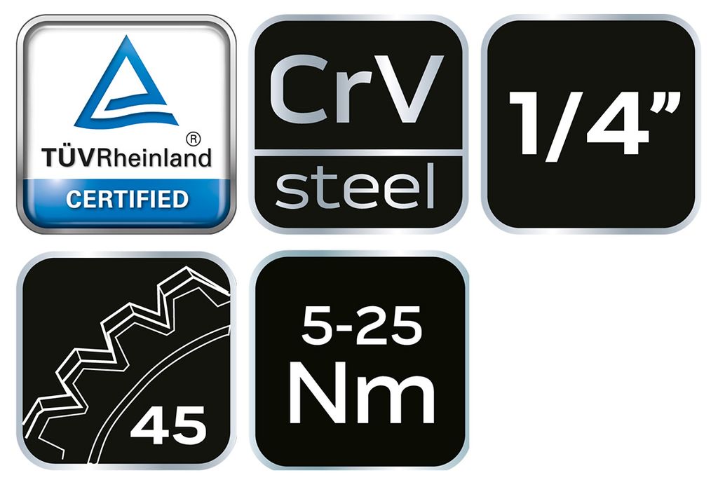 NEO TOOLS Drehmomentschlüssel 1/4" Länge 25 cm; CrV-Stahl; Produktbild 