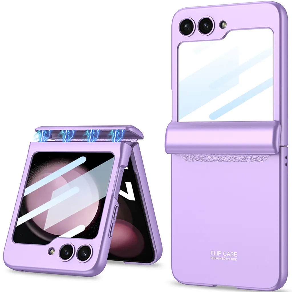 Custodia Luxury Viola Samsung Z Flip 5: Protezione Glamour Magnetica