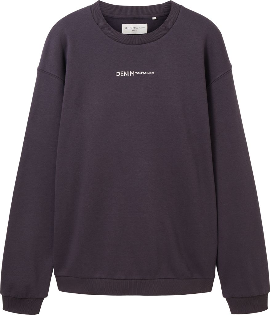 Tom Tailor Sweatshirt Pullover ohne Kapuze mit kleinem Logo-Print