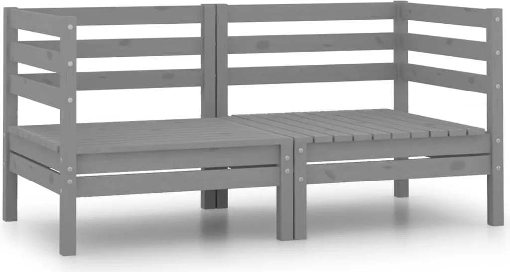 Divano da Giardino 2 Posti Angolare | Legno Pino Grigio per Famiglie - 1