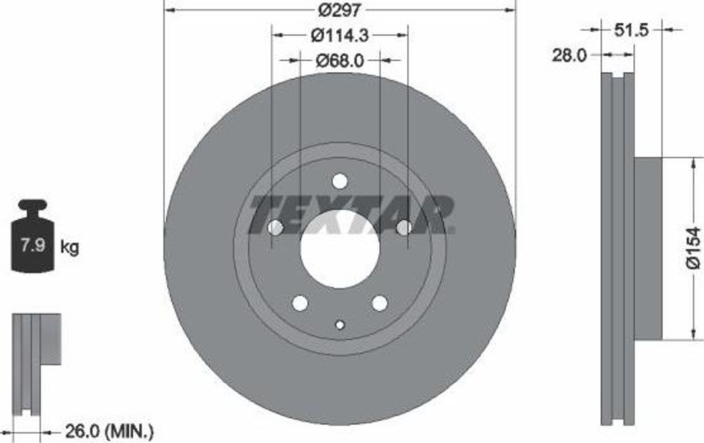 TEXTAR 92257405 Bremsscheibe OE 5HA033251 kompatibel mit CX-5, 6