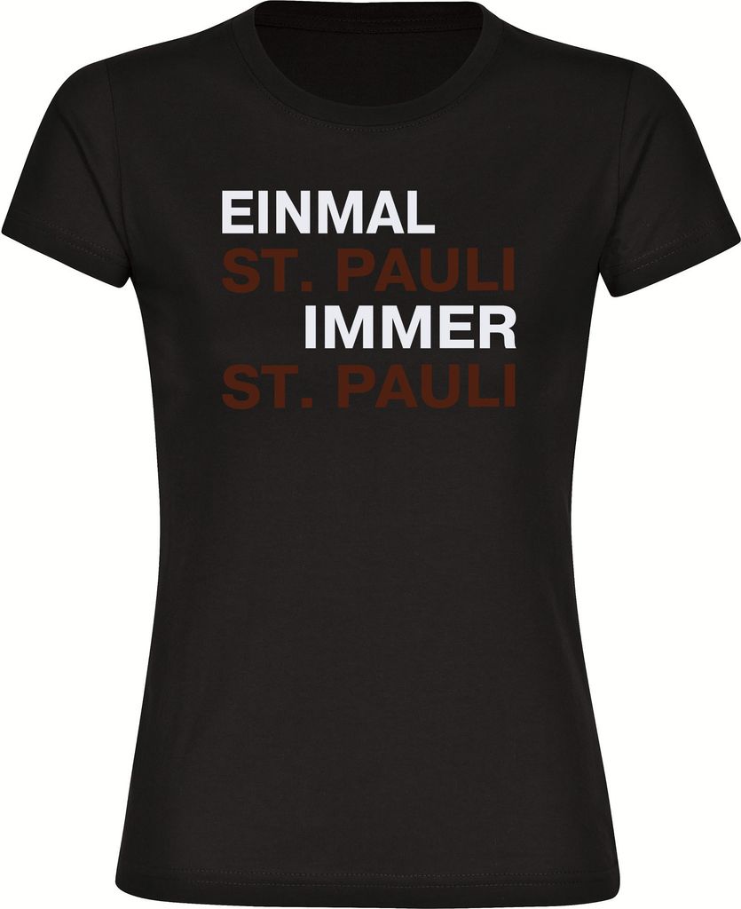 multifanshop Damen T-Shirt - St. Pauli - Einmal Immer, schwarz, Größe 3XL