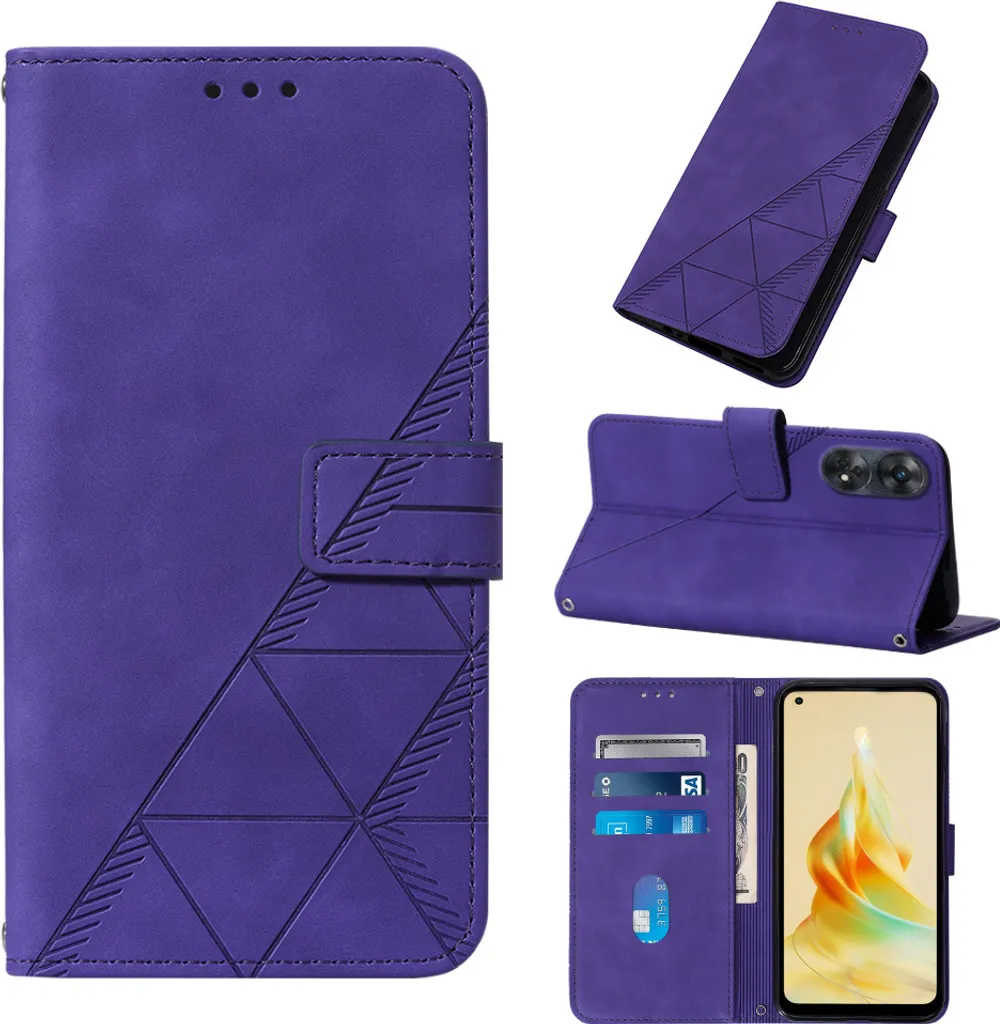 Cover Viola Goffrata Oppo Reno8 T 4G | Portafoglio Chic in Pelle PU